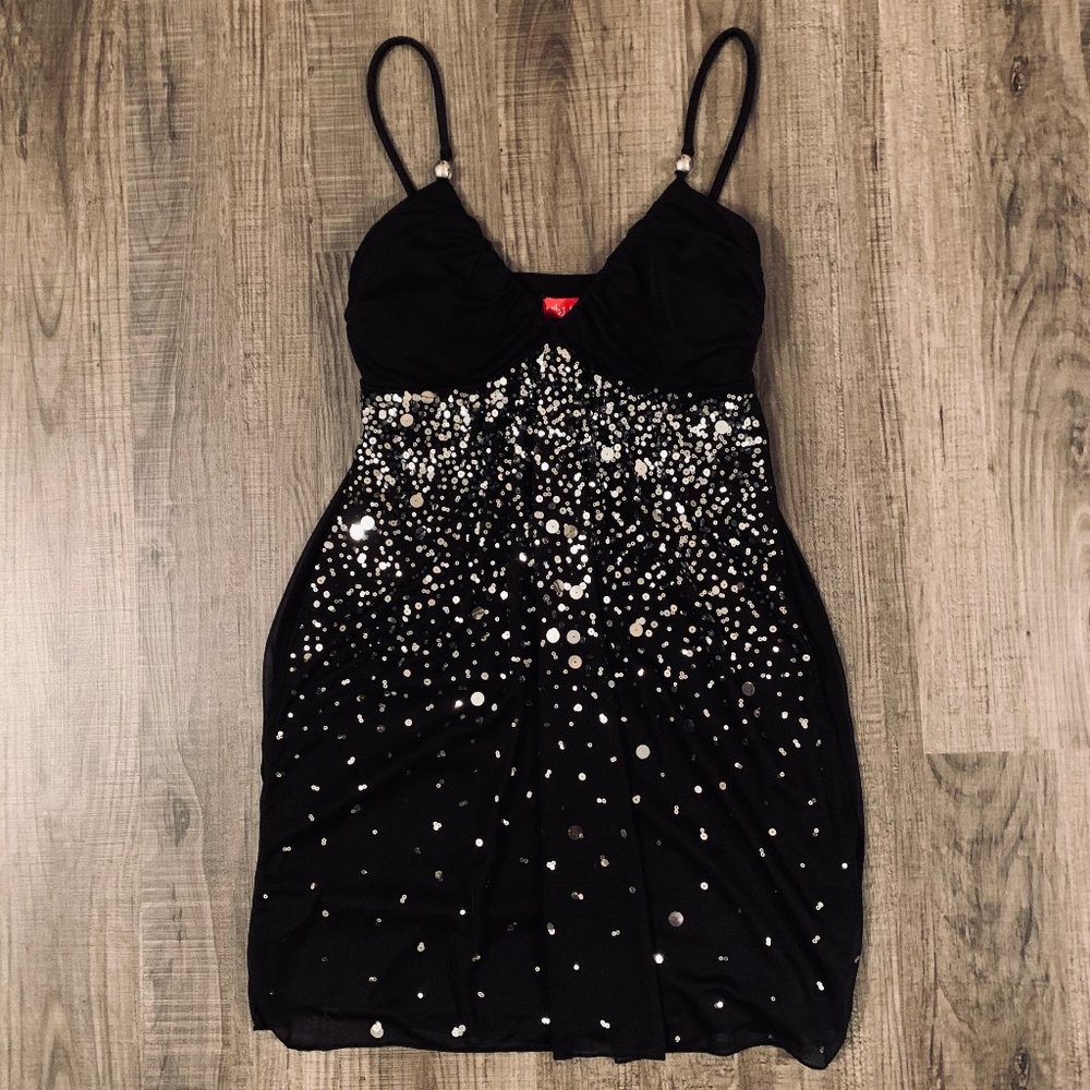 Ruby Rox Black Baby Doll Dress w/ Sequins  Size: S